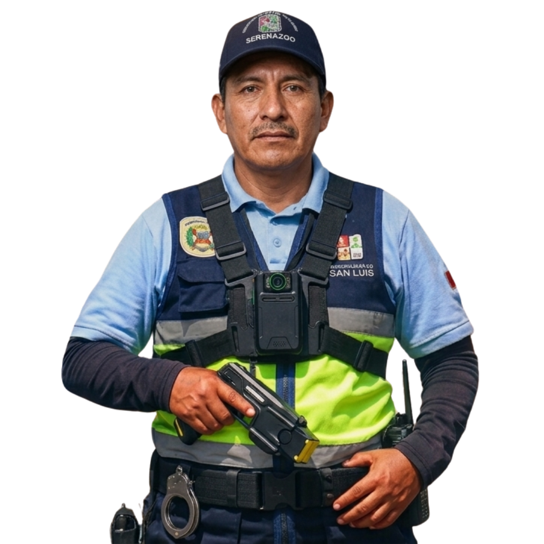 Sereno usando pistola eléctrica taser Lima